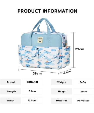 SONARIN Stylish Large Capacity Baby Nappy Changing Tote Bag Waterproof Baby Changing Bag Satchel Messenger Bag Portable Travel Diaper Bag with Shoulder Strap & Changing Mat Whale - Buy Online on SooperMarket.com