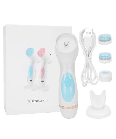 Facial brush  USB charging  electric facial cleaning brush  waterproof silicone face  pore cleaner with 2-stage rotation speeds  deep cleansing  gentle exfoliation (blue)