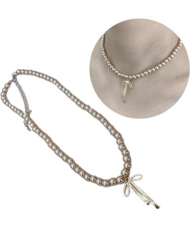 Elegant Gray Necklace for Women | Adjustable Collarbone Chain with Brown Pearl | Oralgos Jewelry Accessory - Buy Online on SooperMarket.com