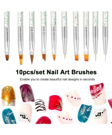 Anself 10-Part Nail Art Brush Set - Premium Painting & Drawing Pens for UV Gel & Acrylic Designs - Nail Art Essentials - Buy Online on SooperMarket.com