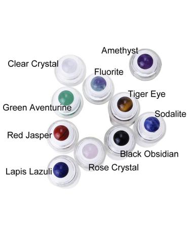 10ml Clear Glass Roll-on Bottles with Gemstone Roller Balls & Healing Crystals - Essential Oil Bottles with Bamboo Lids - 10 Pieces Set - Buy Online on SooperMarket.com