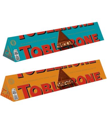 Chocolate Bundle With Toblerone Crunchy Almonds Chocolate Bar 360g & Orange Twist Chocolate Bar 360g (2 Pack)
