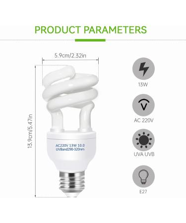 Caldarax 10.0 UVA UVB Bulb - 13W Compact Light for Desert Reptiles | E27 Tortoise Reptile Light for Lizard, Turtle, Snake, Chameleon, Bearded Dragon - Buy Online on SooperMarket.com