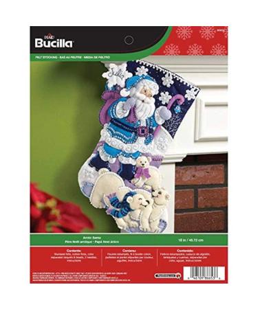Bucilla 18-Inch Christmas Stocking Felt Applique Kit  Arctic Santa  Red  White  Green  Yellow