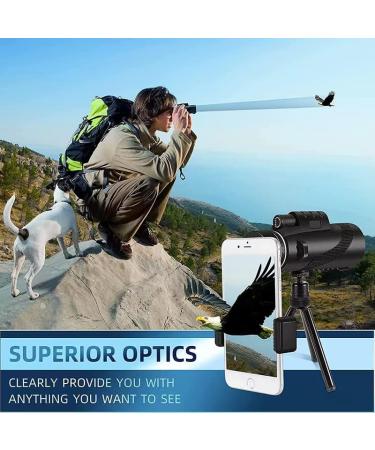 80x100 High Powered Monocular Telescope for Smartphone | Low Light Night Vision | Includes Holder, Tripod & HD Viewing | Ideal for Stargazing, Hunting, Wildlife & Travel - Buy Online on SooperMarket.com