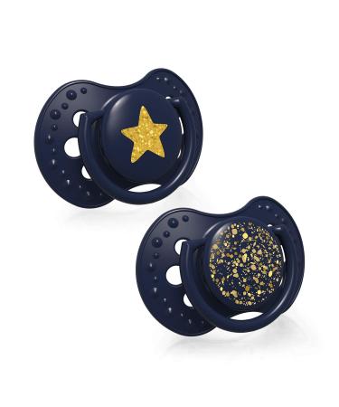 LOVI Dynamic Pacifier 18 Months+ Silicone BPA-free Stardust Collection 2 Pack Blue