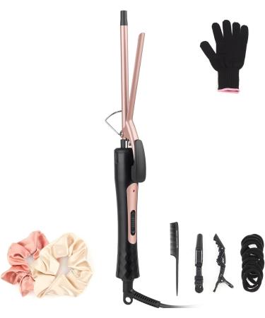 Curling Wand 9MM Thin Curling Iron Tight Curls for All Hair Types Tourmaline Ceramic Barrel 30-Second Heat-Up Long&Short Hair Culer Pro Curling Tongs Black