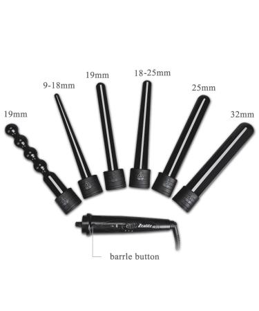 Zealite 6 in 1 Curling Wand Set - Interchangeable Ceramic Barrels & Heat Resistant Glove | International Shipping Available - Buy Online on SooperMarket.com