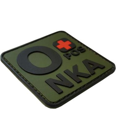 Olive Drab Blood Type O+ NKA OD Morale PVC Rubber Fastener Patch - Buy Online on SooperMarket.com
