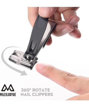 2PC Nail Clipper Set - Stainless Steel Rotary Head for Thick Nails & Nail File | Ideal Gift for Perfect Pedicure - Buy Online on SooperMarket.com