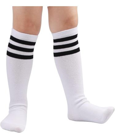 DRESHOW BQUBO Kids Toddler Soccer Socks - White/Black Stripe, 3-6 Years - Buy Online on SooperMarket.com