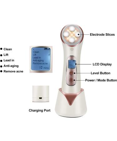 5 in 1 High Frequency Facial Machine | Rechargeable Microcurrent Wand for Facial Massage - Buy Online on SooperMarket.com