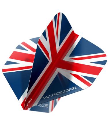 RED DRAGON Hardcore Union Jack Extra Thick Standard Dart Flights - 5 Sets Per Pack (15 Dart Flights in Total)