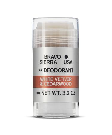 Aluminum-Free Deodorant for Men by Bravo Sierra 1-Pack-Contains Natural Ingredients Long Lasting All-Day Odor and Sweat Protection-White Vetiver & Cedarwood 3.2 oz-Paraben-Free Vegan & Cruelty-Free White Vetiver & Cedarwood 3.2 Ounce (Pack of 1)