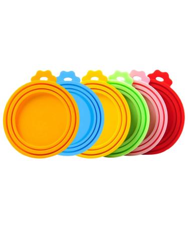 EACTEL Pet Food Can Tops Pet Can Tin Lids Set Of 3 Silicone Pet Can Covers Storage Can Tin Covers Lid Top Cat Dog Food Cover Standard Size For Dog Cat Can Food Random Color