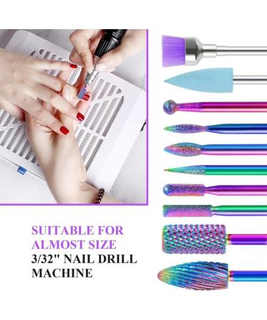 10 Pieces Nail Drill Bits Set Electric Nail Drill Kit Diamond Cuticle Drill Bits Acrylic Nail File Bits Nail Art Tools for Manicure Pedicure Home Salon Use - Buy Online on SooperMarket.com