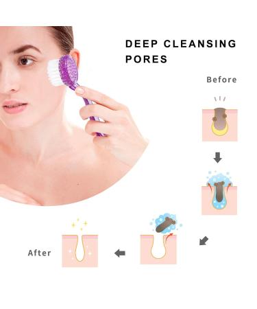 Raploy Soft Bristle Facial Cleansing Brush 3 Pack - Acrylic Handle for Exfoliating and Massage - Black Clear Purple (5.24x1.38) - Buy Online on SooperMarket.com