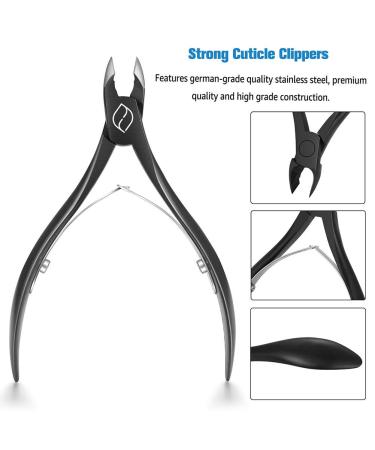 FERYES 1/2 Jaw Cuticle Cutters - Professional Stainless Steel Nail Cuticle Clippers in Black - Buy Online on SooperMarket.com
