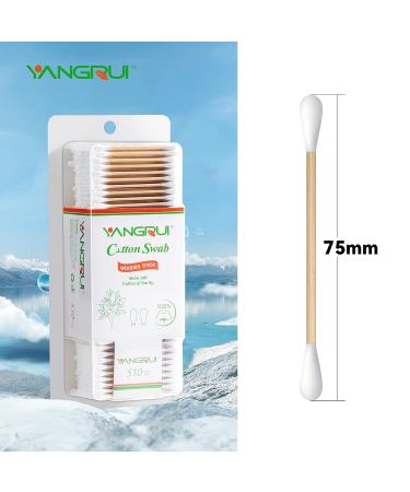 YANGRUI Cotton Swab 510 Count BPA-Free Wooden Stick Double Round Ear Swabs Eco-Friendly Cotton Buds - Pack of 1 - Buy Online on SooperMarket.com