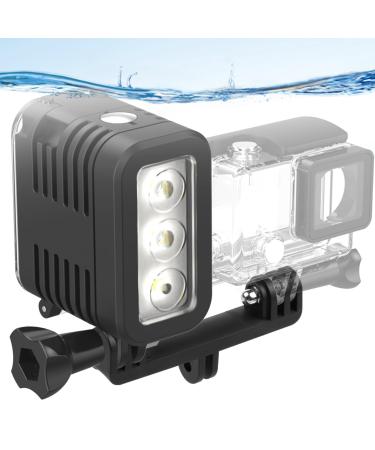 HONGDAK Waterproof Dive Light for GoPro Video Light Rechargeable Fill Night Light Underwater 147ft(45m) Scuba Photography Accessories for GoPro Hero11 10 9 8 7 6 5 4 3 DJI Osmo Action Camera