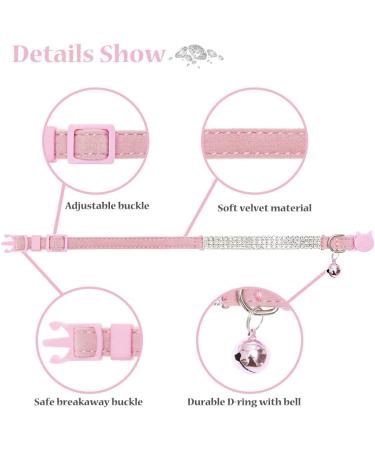 EXPAWLORER Cat Collar Breakaway with Bells - 2 Pack Rhinestone Diamante Collars for Cats and Small Dogs - Adjustable & Safe Velvet Collar in Black + Pink - Buy Online on SooperMarket.com