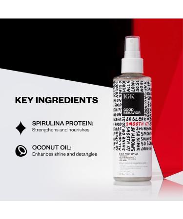 IGK GOOD BEHAVIOR Smoothing Frizz Fighters Travel Set | 4-in-1 Prep Spray + Spirulina Protein Smoothing Spray | Frizz Control + Heat Protectant | Vegan + Cruelty Free Good Behavior 2 Fl Oz + 2.4 Fl Oz (Pack of 2) - Buy Online on SooperMarket.com