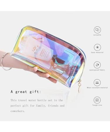 Travel Bottles for Toiletries - Colourful Waterproof PVC Cosmetic Bag & Leak-Proof Refillable Squeezeable Bottles - Buy Online on SooperMarket.com