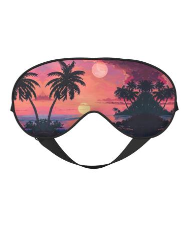 SSIMOO Tropical Sunset Soft Sleep Eye Mask Female Breathable Eye Patch Perfect for Travel and Relaxation Black