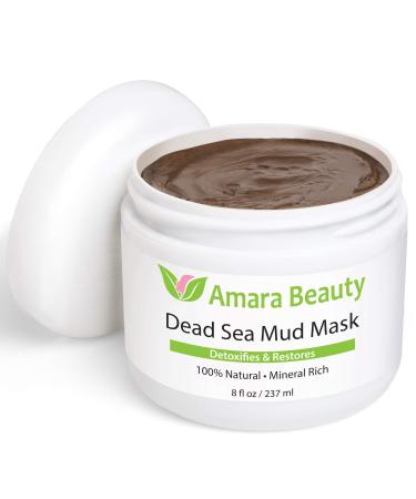 Amara Beauty Dead Sea Mud Mask for Face & Body - Pure Mud with No Fillers Detoxifies & Restores Healthy Skin - 8 oz.