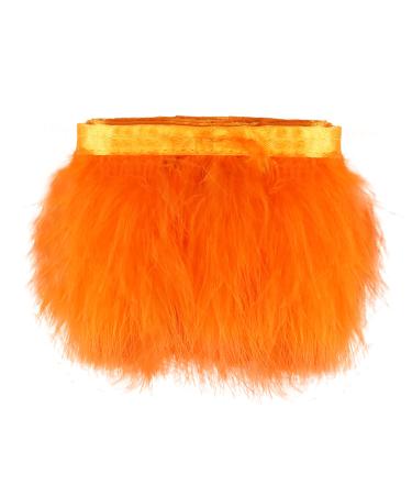 Natural Turkey Marabou Fluffy Feather Fringe Trim Craft 6-8 inches Width Pack of 2 Yards(1pcs Orange)