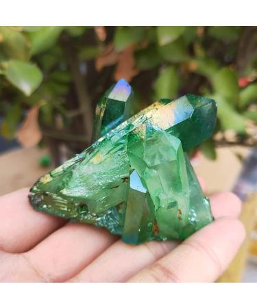 Home Decoration Crystal 100g Natural Green Angel Halo Quartz Crystal Cluster Titanium Coated Quartz Cluster electroplated Stone Suitable for Home Office Decoration - Buy Online on SooperMarket.com