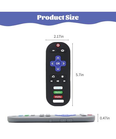 2 Pack TV Remote Control Shape Teething Toys for Babies 3-12 Months - Silicone Infant Chew Toys in Black/Grey - Buy Online on SooperMarket.com