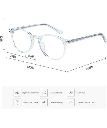 ZENOTTIC Vintage Round Glasses Frame - Retro Clear Lens Nerd Glasses for Women & Men | C4 Transparent - Buy Online on SooperMarket.com