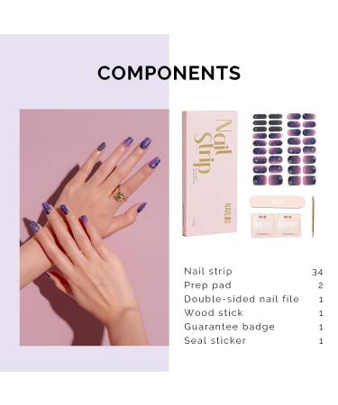 Nailog Semi Cured Gel Nail Strips - 34 Pcs Gel Nail Stickers | Buy 2 Get 1 UV Lamp | Long Lasting & Glossy Finish | Gradient Color Constellation - Buy Online on SooperMarket.com