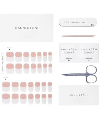Danni & Toni Half-Hardened Gel Nail Films - Happy-Go-Lucky | Spring French Nail Stickers White Pink Nail Wraps - 28 Stickers for Perfect Nails - Buy Online on SooperMarket.com