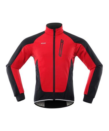 Lixada men's bicycle jacket waterproof windproof thermofleece bike jersey MTB bicycle racing race autumn winter jacket coat suitable for cycling mountaineering l red red
