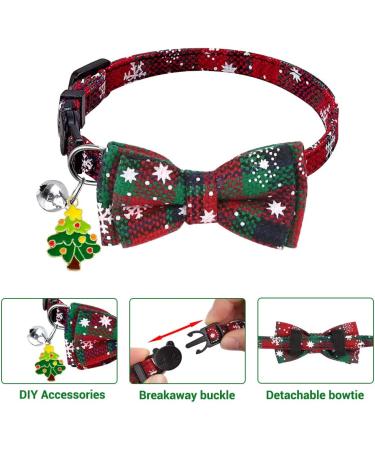 YUJUN 3Pack Christmas Cat Collars with Bow tie and Bell - Adjustable Plaid Snowflake Collar for Kittens - Breakaway Buckle Safety for Puppy - Buy Online on SooperMarket.com