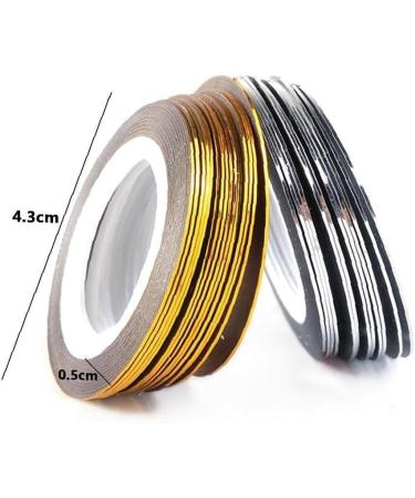 Pinicecore 20 Rolls Nail Strip Band Line - Gold & Silver Nail Art Decoration Stickers for DIY Tips - Buy Online on SooperMarket.com