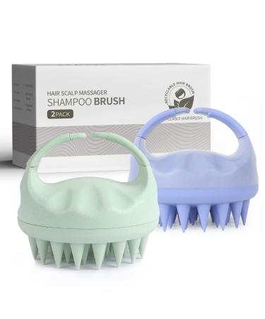Sndyi scalp massage brush shampoo brush 2 PCs silicone scalp massage brush for peeling and head massage wet & dry Scalp massager |Reduces dandruff stimulate hair growth green & violet