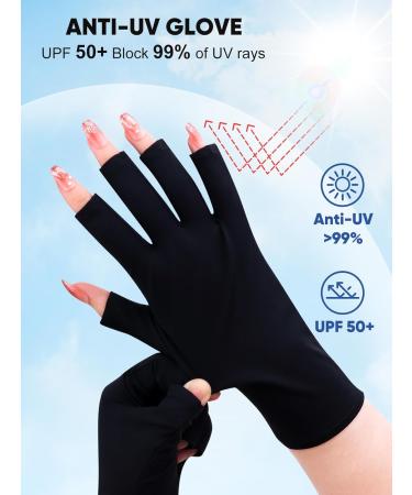 Subay UV Gloves for Gel Nails - Professional UPF50+ Anti-UV Fingerless Gloves in Black - Buy Online on SooperMarket.com