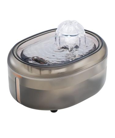 WOPET Cat Water Fountain, 67oz/2L Automatic Cat Water Dispenser Pet Water Fountain, W300 Silent Pet Waterfall Drinking Fountain with 1 Replacement Filter for Cats, Dogs, Small Pets Gray + 1 PCS Filter Without Light