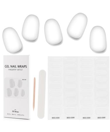 Kalolary 32PCS Cured Gel Nail Polish Strips Adhesive Full Wrap Gel Nail Art Sticker Waterproof Gel Nail Wrap Stickers with Nail File and Stick(UV/LED Lamp Required) (Transparent)