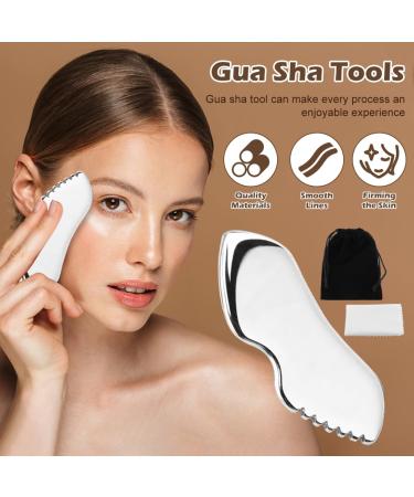 Stainless Steel Gua Sha Facial Tools | Sculpting & Massage for Face Neck & Body - Buy Online on SooperMarket.com