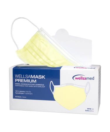 Wellsamed Wellsamask 50 pieces medical face mask Type IIR with elastic band single colour (yellow) Yellow 1 piece (pack of 50)