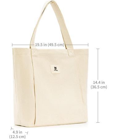 Moyaqi Canvas Tote Bag with Yoga Mat Carrier Pocket - Versatile Carryall for Office, Workout, Pilates, Travel, Beach, and Gym - Beige - Buy Online on SooperMarket.com