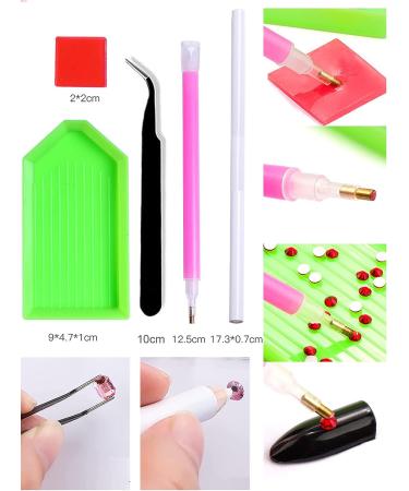 Wsimily Pink AB Crystal Nail Rhinestones Kit | 1620 Pcs Flatback Gems for DIY Manicure | Tweezers & Organizer Box Included - Buy Online on SooperMarket.com