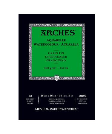 Canson Arches Cold Press Watercolor Pad, 10 x 14 Inch, 12 Sheets