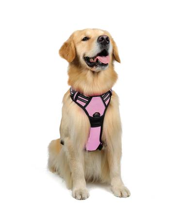 Rabbitgoo dog harness medium -sized dogs anti train crockery dog with control no pull adjustable dog harness large dogs breathable reflex stripes breast harness dog safe guide pink l l (1 Pack) pink