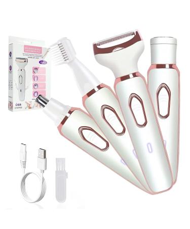 4-in-1 Women's Electric Hair Remover Rechargeable Body Hair Removal Tool Set Nose Hair Lip Hair Eyebrow Trimmer Face Body Hair Grooming Set for Women