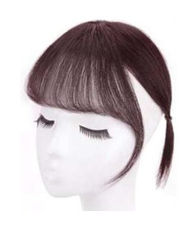 Clip in Bangs Human Hair 3D Clip in Bangs Women Girls Dome Air Bangs Hairpiece Hair Extension for Daily Wear Dating (Dark brown)